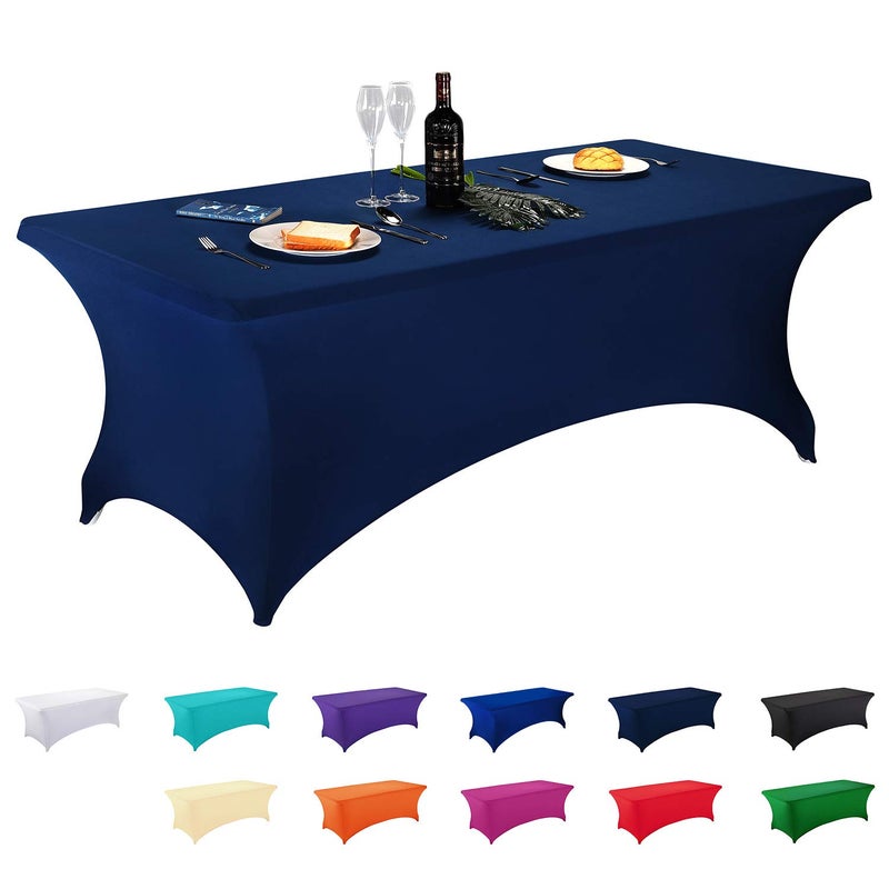 LZY Spandex Fitted Stretch Table Cover for 6 ft or 4ft or 8ft Folding Table, Rectangular Cocktail Tablecloth, Perfect for Party or Banquet - Image 1